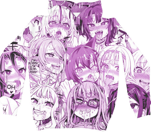 Unisex Hoodie 3D - ahegao 3 - Mfest