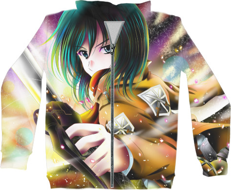 Kids' Zip-through Hoodie 3D - Mikasa Ackerman - Attack on Titan - Mfest