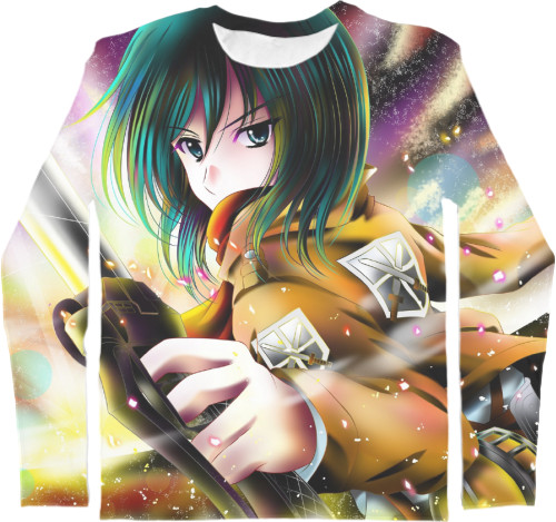 Men's Longsleeve Shirt 3D - Mikasa Ackerman - Attack on Titan - Mfest