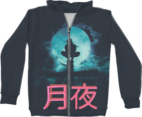 Kids' Zip-through Hoodie 3D - Uchiha Itachi Moon - Mfest