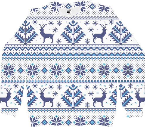 Women's Sweatshirt 3D - Happy New Year, Blue Deer - Mfest