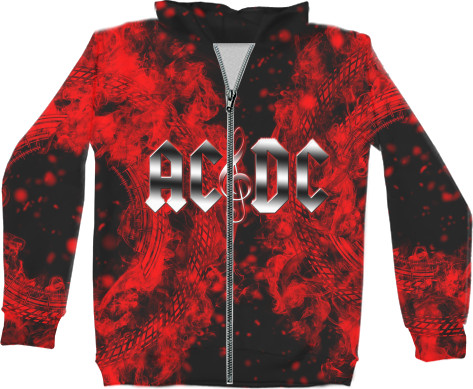 Kids' Zip-through Hoodie 3D - AC DC rock 'n' roll - Mfest