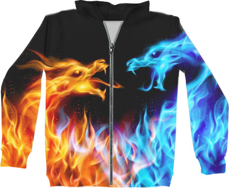 Unisex Zip-through Hoodie 3D - Fire Dragons - Mfest