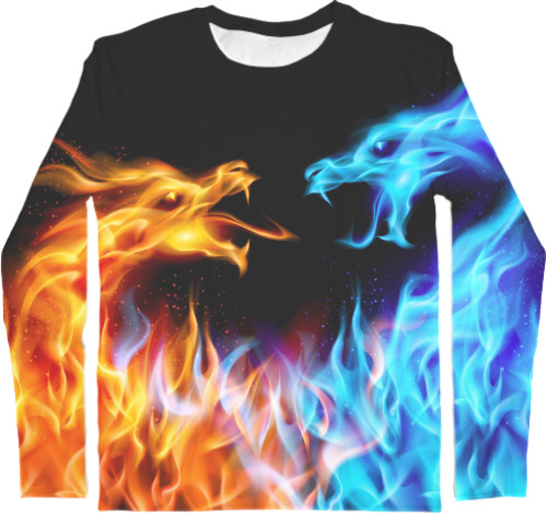 Men's Longsleeve Shirt 3D - Fire Dragons - Mfest