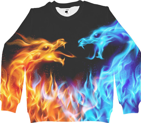 Women's Sweatshirt 3D - Fire Dragons - Mfest