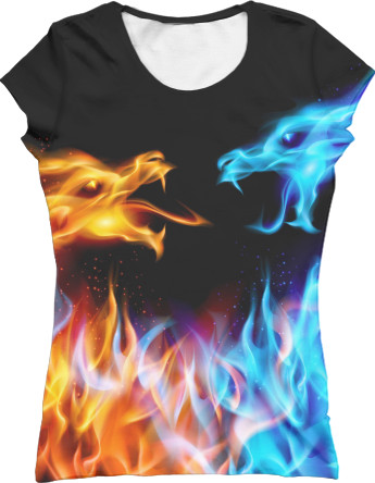 Women's T-Shirt 3D - Fire Dragons - Mfest