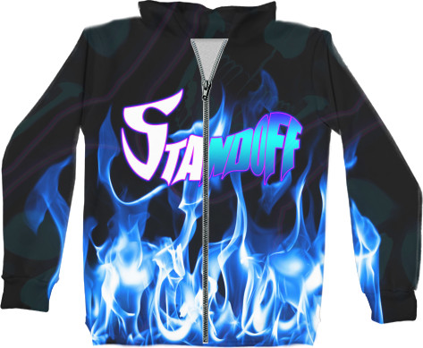 Unisex Zip-through Hoodie 3D - standoff fire art - Mfest