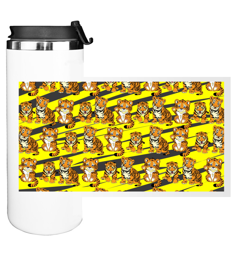 Water Bottle on Tumbler - cute tiger cubs - Mfest