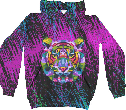 Kids' Hoodie 3D - colorful tiger - Mfest