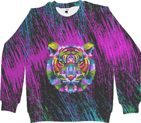 Men's Sweatshirt 3D - colorful tiger - Mfest