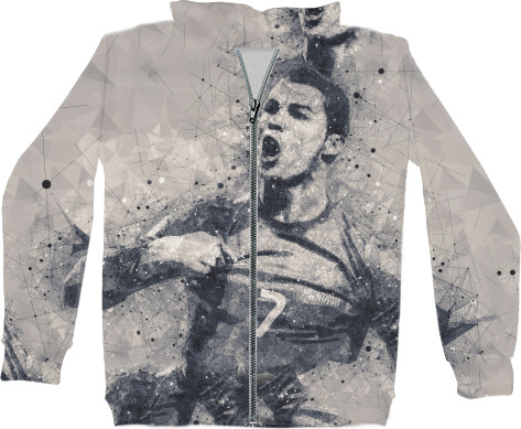 Kids' Zip-through Hoodie 3D - Cristiano Ronaldo gray - Mfest