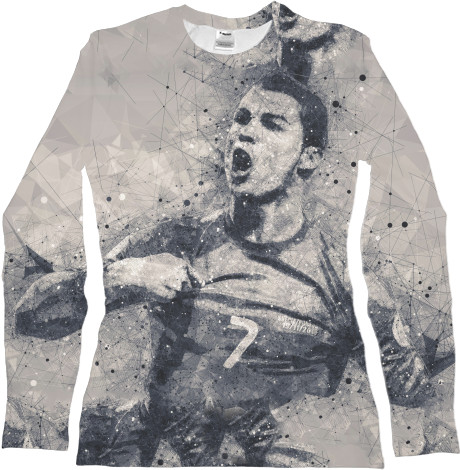 Women's Longsleeve Shirt 3D - Cristiano Ronaldo gray - Mfest