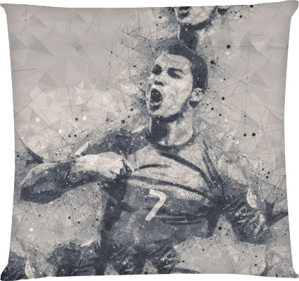 Square Throw Pillow - Cristiano Ronaldo gray - Mfest