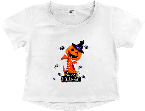 Women's Cropped Premium T-Shirt - Happy Halloween ra-r-r-r - Mfest