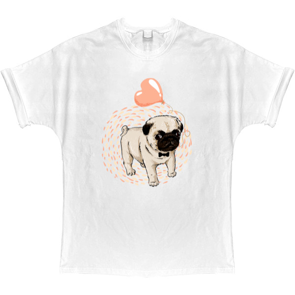 T-shirt Oversize - Pug with a heart - Mfest