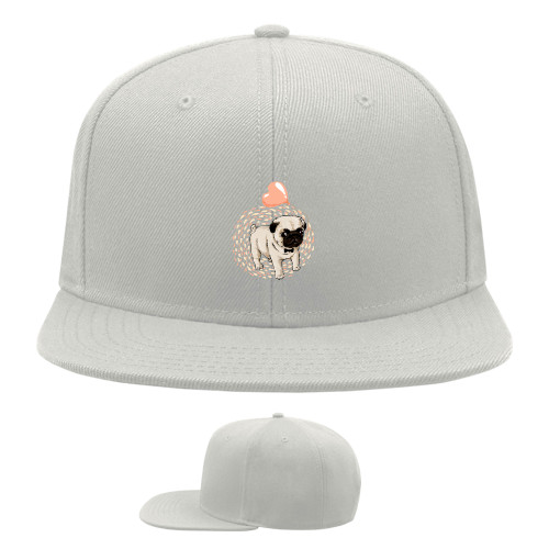 Snapback Baseball Cap - Pug with a heart - Mfest