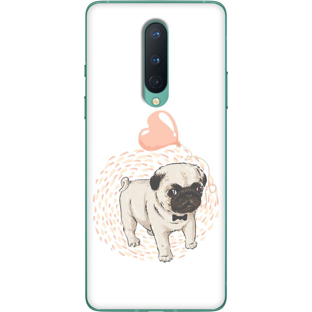 Чехол OnePlus - Pug with a heart - Mfest