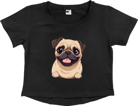 Women's Cropped Premium T-Shirt - Pug - Mfest