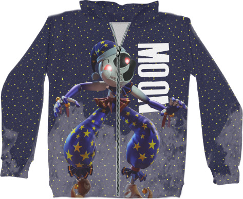 Unisex Zip-through Hoodie 3D - FNAF - Five Nights at Freddy's - Moon - Mfest