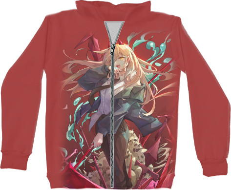 Kids' Zip-through Hoodie 3D - Power - Chainsaw Man - Mfest