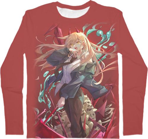 Men's Longsleeve Shirt 3D - Power - Chainsaw Man - Mfest