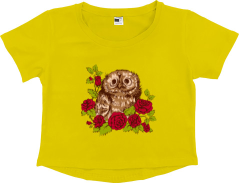 Women's Cropped Premium T-Shirt - Owl - Mfest