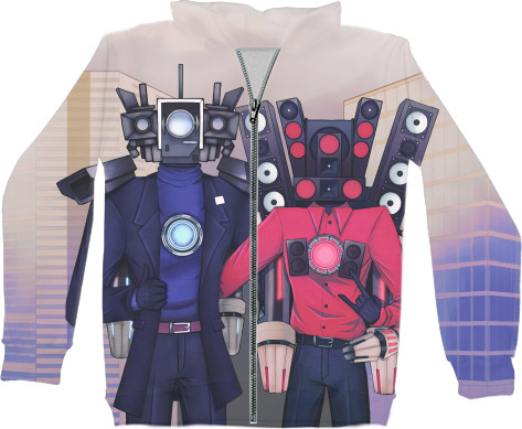 Unisex Zip-through Hoodie 3D - Сameraman titan tv man titan   - Mfest