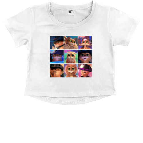 Kids' Premium Cropped T-Shirt - Puss in Boots - Mfest