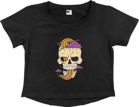 Women's Cropped Premium T-Shirt -  Skull with cloud - Mfest