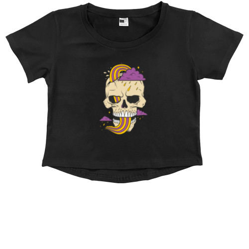 Kids' Premium Cropped T-Shirt -  Skull with cloud - Mfest