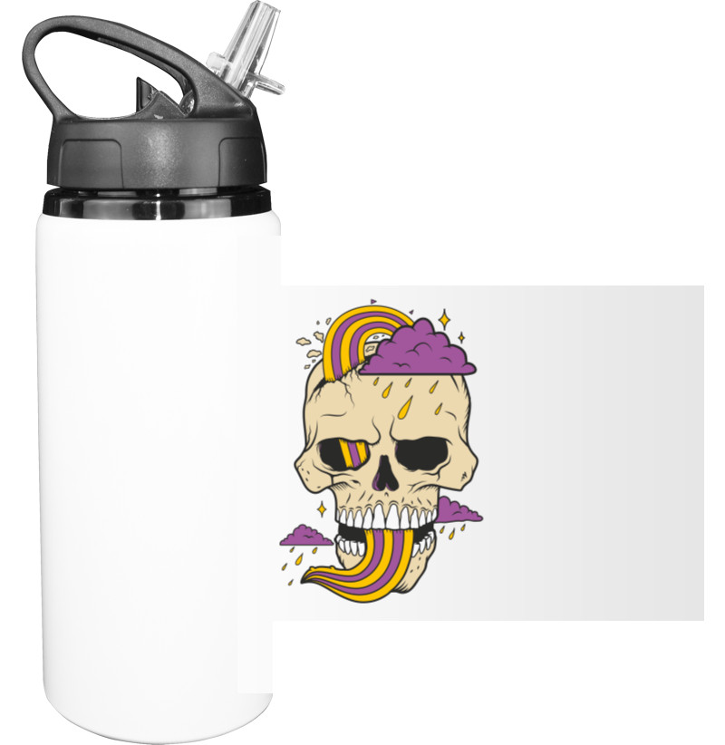 Sport Water Bottle -  Skull with cloud - Mfest