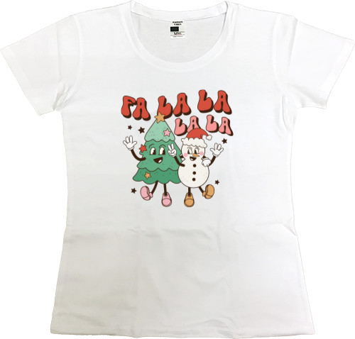 Women's Premium T-Shirt - Christmas tree with snowman - Mfest