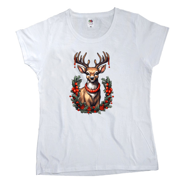 Women's T-shirt Fruit of the loom - New Year's deer - Mfest