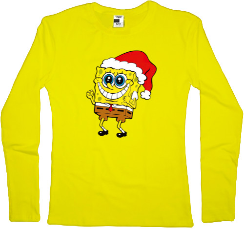 Women's Longsleeve Shirt - SpongeBob in a Christmas hat - Mfest