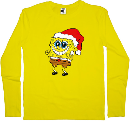 Men's Longsleeve Shirt - SpongeBob in a Christmas hat - Mfest