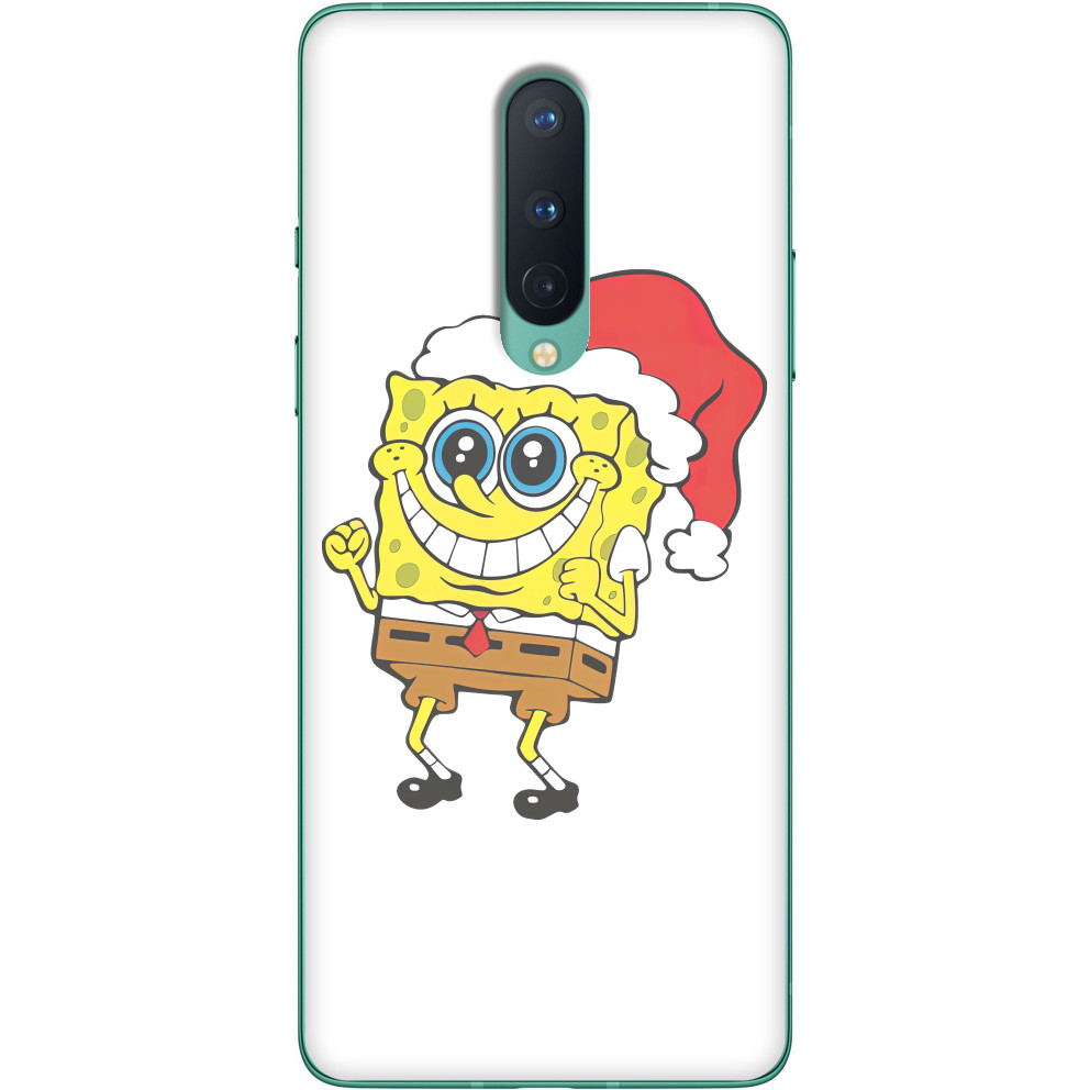 Чехол OnePlus - SpongeBob in a Christmas hat - Mfest