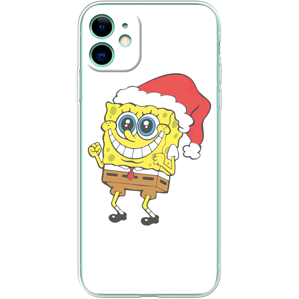 SpongeBob in a Christmas hat