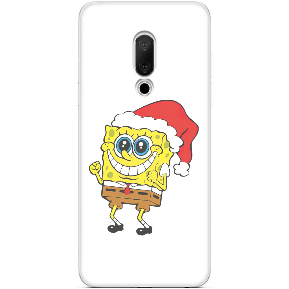 SpongeBob in a Christmas hat