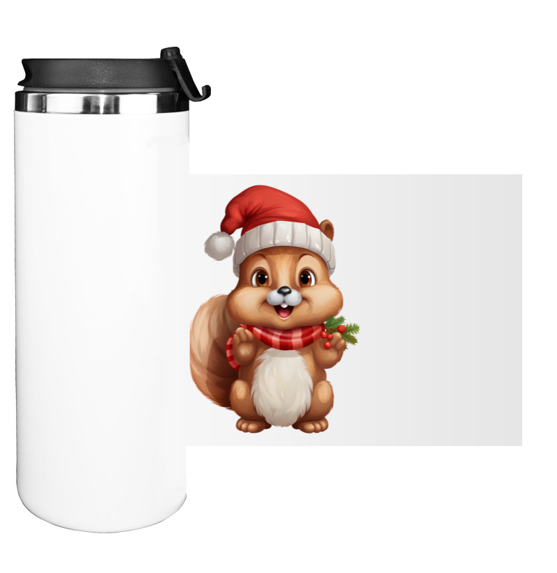 Water Bottle on Tumbler -  New Year's squirrel - Mfest