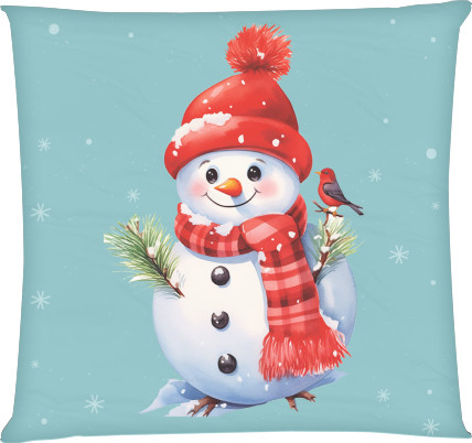 Square Throw Pillow -  Snowman - Mfest