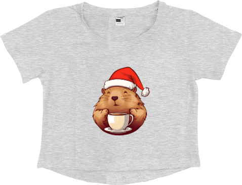 Women's Cropped Premium T-Shirt - Capybara and Cocoa - Mfest