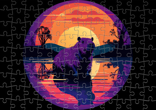 Puzzle - Capybara and sunset - Mfest