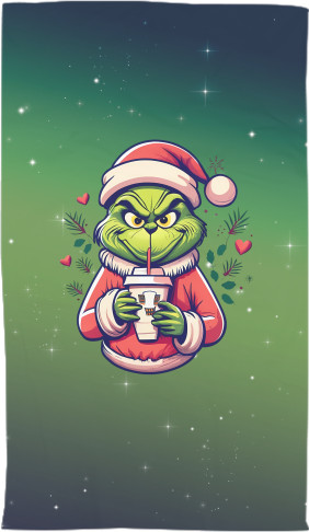 Towel 3D - Grinch with a cup - Mfest