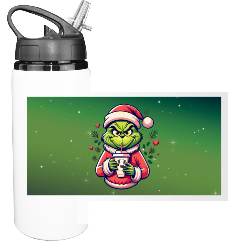 Sport Water Bottle - Grinch with a cup - Mfest