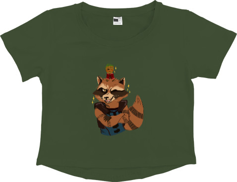 Women's Cropped Premium T-Shirt - Groot and Rocket - Mfest