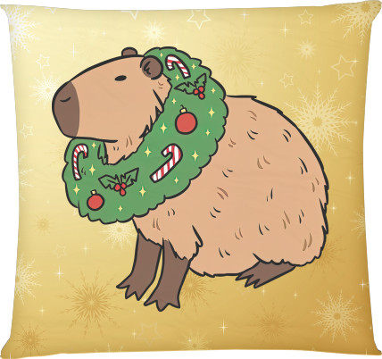 Square Throw Pillow - New Year's capybara - Mfest