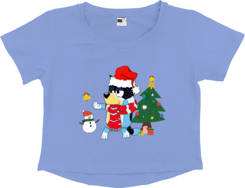 Women's Cropped Premium T-Shirt - Blueys Dad And Funny Family Merry Christmas - Mfest