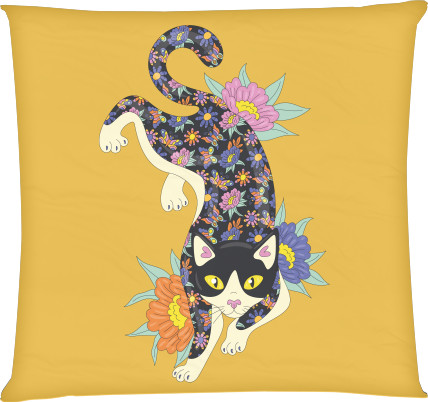 Square Throw Pillow -  Art cat - Mfest