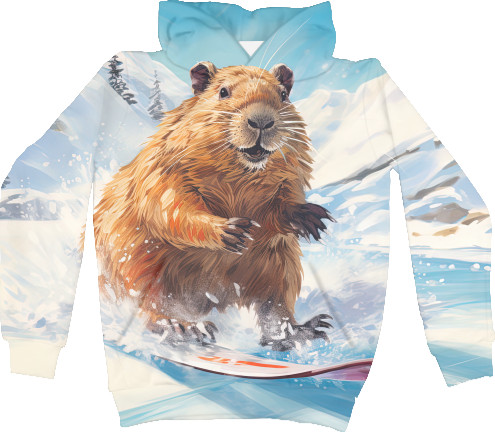 Kids' Hoodie 3D - Capybara on a skateboard - Mfest