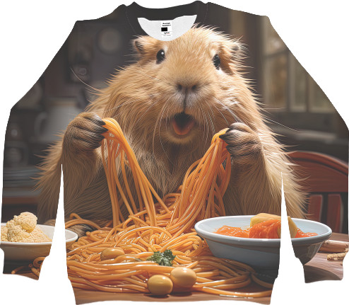 Men's Sweatshirt 3D - Capybara eats noodles - Mfest